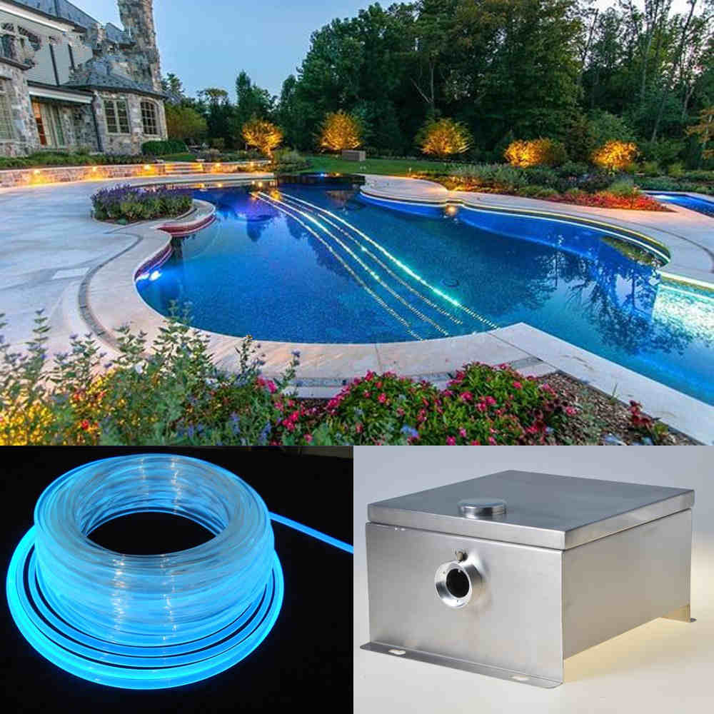 Kit d’éclairage de périmètre de piscine à fibre optique 80W LED